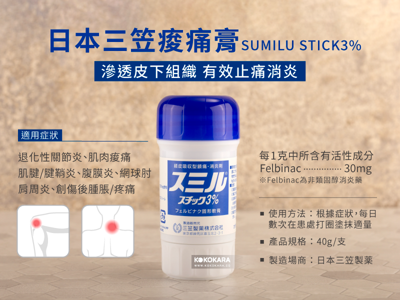 227. 三笠 經皮吸收型鎮痛消炎 固型軟膏 3% (藍蓋推痠)