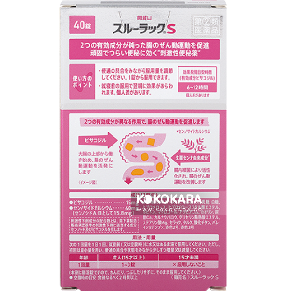 SS製藥 白兔牌便秘藥 糖衣丸 40錠 / Surulac S
