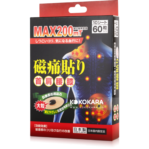 磁痛貼 MAX200ｍＴ 大粒鈦表面處理磁石 60粒入