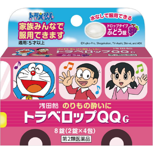 [浅田飴] 423.淺田飴 哆拉A夢兒童暈車藥  8錠 (葡萄)