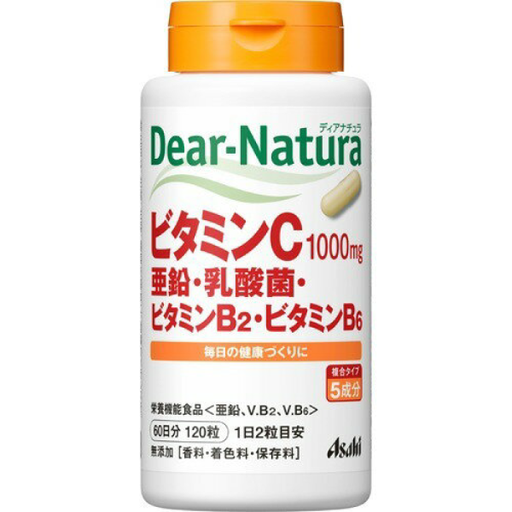 [Asahi 朝日] 375.Dear natura 維他命C 亞鉛、乳酸菌、B2、B6 60日 (罐裝)