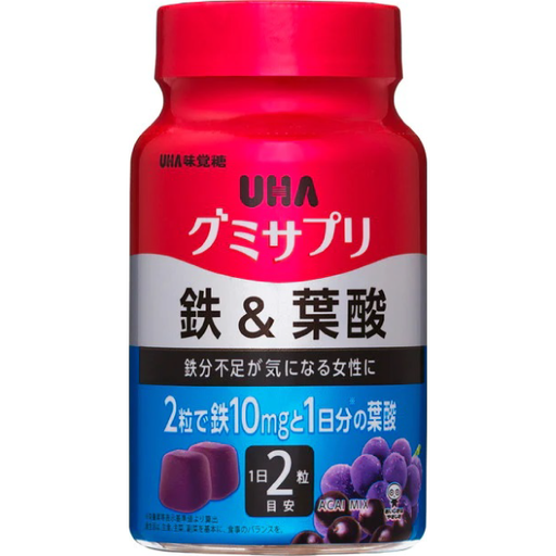 [UHA] UHAグミサプリ 鉄&葉酸 30日分ボトル 60粒 (瓶裝)