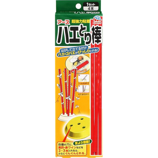 [安速製藥] EARTH 製藥 ハエとり棒 4本入 /捕蠅棒